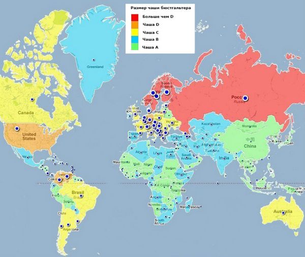 World map of average breast cup size in the world. World map of average breast cup size in the world. - Sputnik International