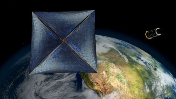 This artist's illustration shows a sail-equipped nanocraft that Breakthrough Starshot team members hope to send to other star systems This artist's illustration shows a sail-equipped nanocraft that Breakthrough Starshot team members hope to send to other star systems - Sputnik International