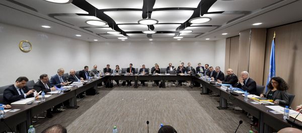 Syrian Ambassador to the United Nations (UN) and Head of the Government delegation Bashar al-Jaafari (3rd L) faces UN Special Envoy of the Secretary-General for Syria Staffan de Mistura (2nd R) at the opening of a new round of negotiations of peace talks on Syria at the United Nations Office in Geneva in this March 21, 2016 (File photo) Syrian Ambassador to the United Nations (UN) and Head of the Government delegation Bashar al-Jaafari (3rd L) faces UN Special Envoy of the Secretary-General for Syria Staffan de Mistura (2nd R) at the opening of a new round of negotiations of peace talks on Syria at the United Nations Office in Geneva in this March 21, 2016 (File photo) - Sputnik International