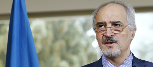 Syrian government's head of delegation Bashar al-Jaafari attends a news conference after a meeting on Syria at the European headquarters of the United Nations in Geneva, Switzerland, April 18, 2016. Syrian government's head of delegation Bashar al-Jaafari attends a news conference after a meeting on Syria at the European headquarters of the United Nations in Geneva, Switzerland, April 18, 2016. - Sputnik International