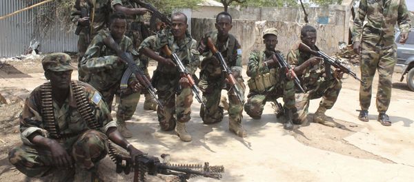 Somali government soldiers pose after they captured Belidogle airport, Somalia. (File) - Sputnik International
