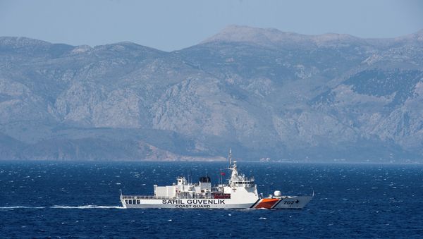 (File) A Turkish coast guard ship patrols in the Aegean Sea, off the Turkish coast, April 20, 2016. (File) A Turkish coast guard ship patrols in the Aegean Sea, off the Turkish coast, April 20, 2016. - Sputnik International