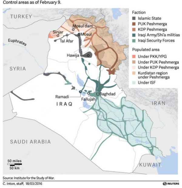 Map of control areas in Iraq Map of control areas in Iraq - Sputnik International