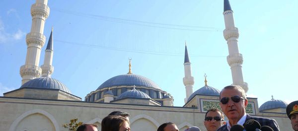 Turkish President Recep Tayyip Erdogan speaks to the media after Eid Al-Fitr prayers in Istanbul. Turkish President Recep Tayyip Erdogan speaks to the media after Eid Al-Fitr prayers in Istanbul. - Sputnik International