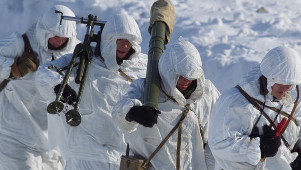 Troops of 61st independent marine regiment of the North Fleet during the battle march Troops of 61st independent marine regiment of the North Fleet during the battle march - Sputnik International