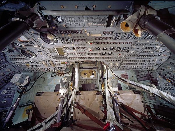 Apollo Command Module Interior. Apollo Command and Service modules were flown by the United States between 1966 and 1975 Apollo Command Module Interior. Apollo Command and Service modules were flown by the United States between 1966 and 1975 - Sputnik International