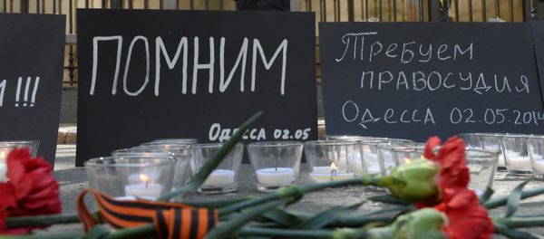 Moscow commemorates those killed in Odessa Trade Unions' House fire Moscow commemorates those killed in Odessa Trade Unions' House fire - Sputnik International