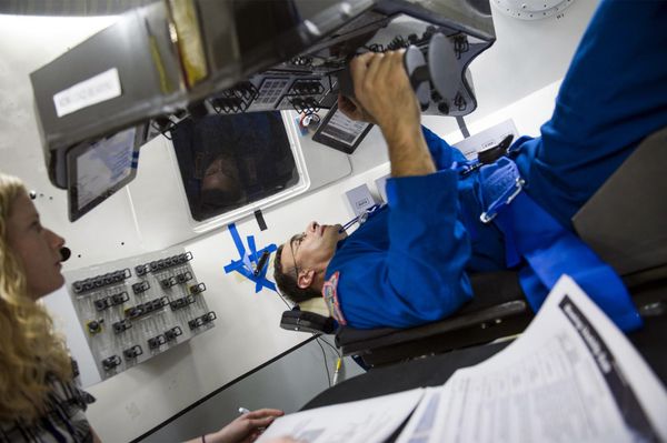 NASA Astronaut Lee Archambault performs an evaluation of reach and visibility of controls and displays during an end-of-year interior layout evaluation of The Boeing Company's CST-100 spacecraft. The spacecraft is expected to fly to the International Space Station with an astronaut aboard by December 2017 NASA Astronaut Lee Archambault performs an evaluation of reach and visibility of controls and displays during an end-of-year interior layout evaluation of The Boeing Company's CST-100 spacecraft. The spacecraft is expected to fly to the International Space Station with an astronaut aboard by December 2017 - Sputnik International