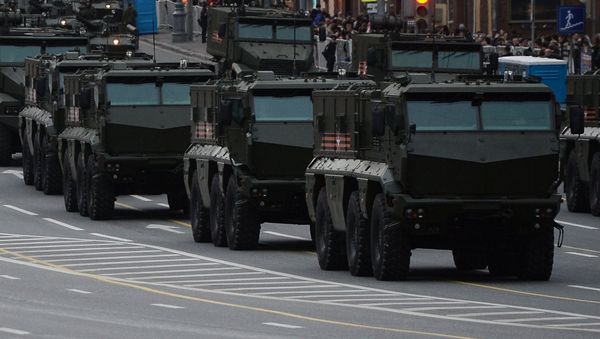 Typhoon-K and Typhoon-U armored vehicles and other military equipment are on Tverskaya Square in Moscow prior to the rehearsal of this year's Victory Day Parade - Sputnik International
