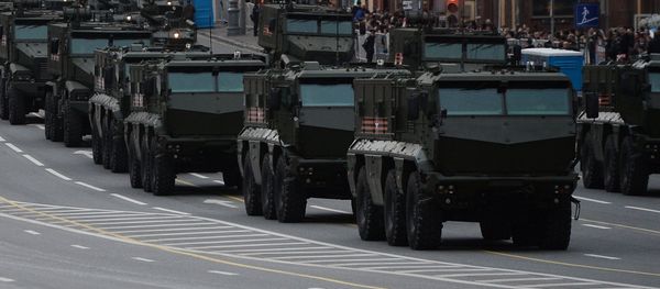 Typhoon-K and Typhoon-U armored vehicles and other military equipment are on Tverskaya Square in Moscow prior to the rehearsal of this year's Victory Day Parade - Sputnik International