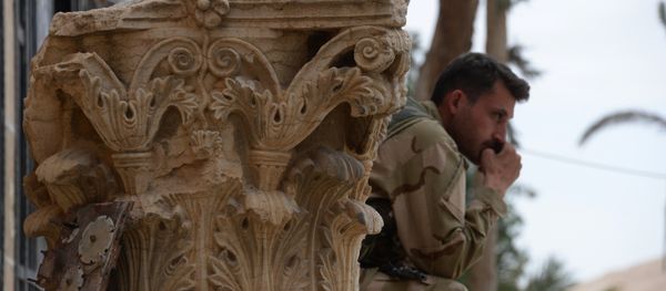 Damaged exhibits in the courtyard of the Palmyra Museum. Damaged exhibits in the courtyard of the Palmyra Museum. - Sputnik International
