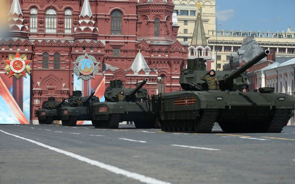 Armata T-14 tanks on Red Square, Moscow during the final practice of the military parade marking the 71st anniversary of the victory in the Great Patriotic War, May 2016. Armata T-14 tanks on Red Square, Moscow during the final practice of the military parade marking the 71st anniversary of the victory in the Great Patriotic War, May 2016. - Sputnik International