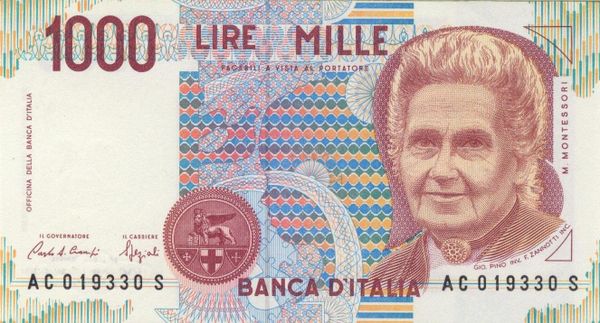 The face of Maria Montessori, the great Italian physician and educator, graced the 1,000 lire banknote. The face of Maria Montessori, the great Italian physician and educator, graced the 1,000 lire banknote. - Sputnik International