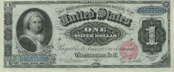 Series of 1886 $1 Silver Certificate protraying Martha Washington, the only woman in United States history to be featured on its currency Series of 1886 $1 Silver Certificate protraying Martha Washington, the only woman in United States history to be featured on its currency - Sputnik International