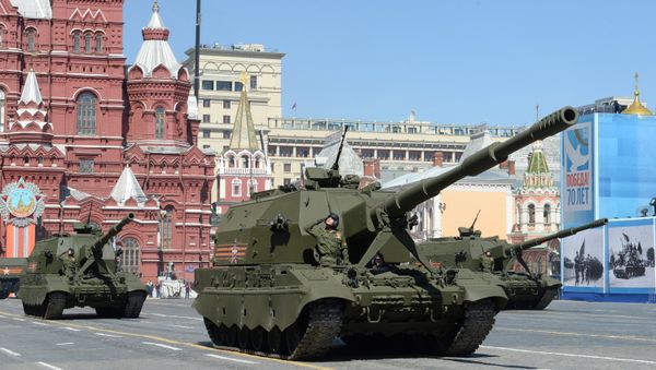 Coalition-SV class self-propelled howitzers at the final rehearsal of the military parade to mark the 70th anniversary of Victory in the 1941-1945 Great Patriotic War - Sputnik International
