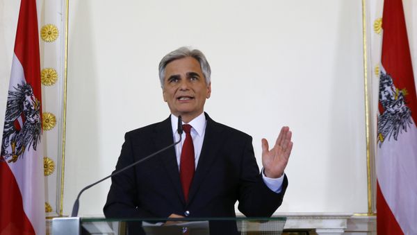 Austrian Chancellor Werner Faymann addresses a news conference in Vienna, Austria, May 9, 2016 - Sputnik International