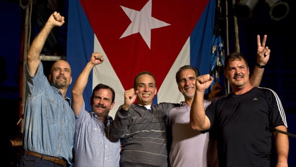 Members of The Cuban Five, from left, Gerardo Hernandez, Fernando Gonzalez, Antonio Guerrero, Rene Gonzalez and Ramon Labanino (File) Members of The Cuban Five, from left, Gerardo Hernandez, Fernando Gonzalez, Antonio Guerrero, Rene Gonzalez and Ramon Labanino (File) - Sputnik International