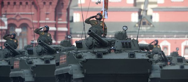 Troops ride BMP-3 infantry fighting vehicles on Red Square, Moscow during the final practice of the military parade marking the 71st anniversary of the victory in the Great Patriotic War Troops ride BMP-3 infantry fighting vehicles on Red Square, Moscow during the final practice of the military parade marking the 71st anniversary of the victory in the Great Patriotic War - Sputnik International