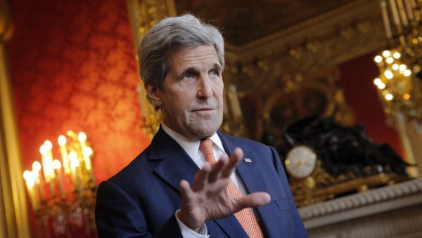 U.S. Secretary of State John Kerry speaks to journalists before a meeting with French Foreign minister Jean-Marc Ayrault, in Paris, Monday, May 9, 2016 U.S. Secretary of State John Kerry speaks to journalists before a meeting with French Foreign minister Jean-Marc Ayrault, in Paris, Monday, May 9, 2016 - Sputnik International