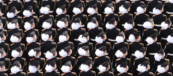 Female military cadets march through Red Square during the Victory Day military parade in Moscow on May 9, 2015 - Sputnik International