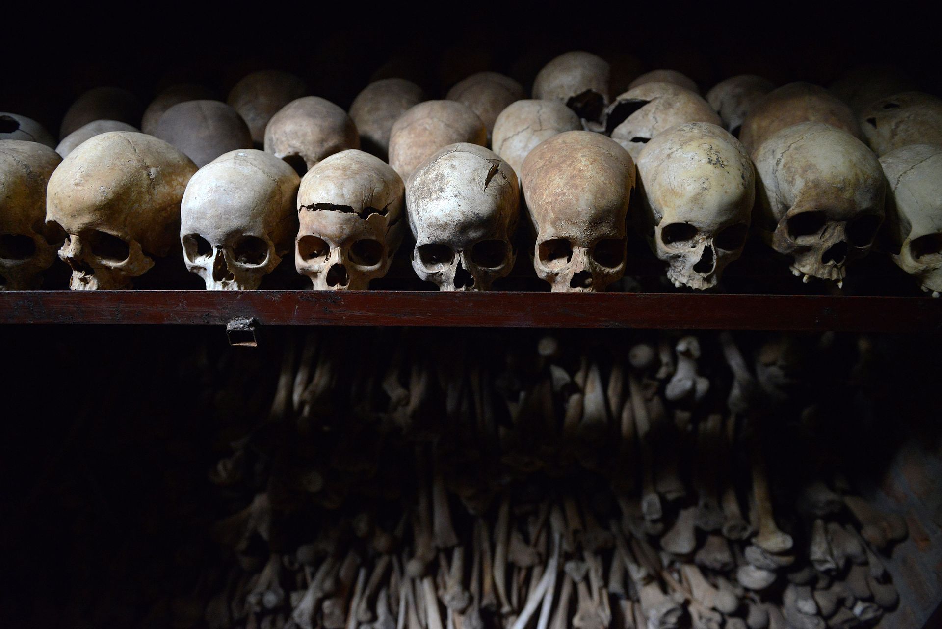 This file photo taken on April 04, 2014 shows human skulls preserved exhibited at the Genocide memorial in Nyamata, inside a Catholic church, where thousands were slaughtered during the 1994 genocide in Rwanda. This file photo taken on April 04, 2014 shows human skulls preserved exhibited at the Genocide memorial in Nyamata, inside a Catholic church, where thousands were slaughtered during the 1994 genocide in Rwanda. - Sputnik International, 1920, 12.05.2022