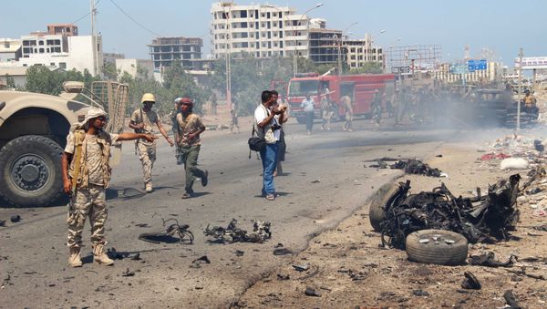 File photo of the soldiers gather at the site of a car bomb attack in a central square in the port city of Aden, Yemen, May 1, 2016 File photo of the soldiers gather at the site of a car bomb attack in a central square in the port city of Aden, Yemen, May 1, 2016 - Sputnik International
