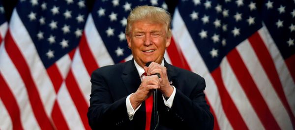 Republican U.S. presidential candidate Donald Trump speaks at a campaign rally in Eugene, Oregon, U.S. on May 6, 2016 Republican U.S. presidential candidate Donald Trump speaks at a campaign rally in Eugene, Oregon, U.S. on May 6, 2016 - Sputnik International