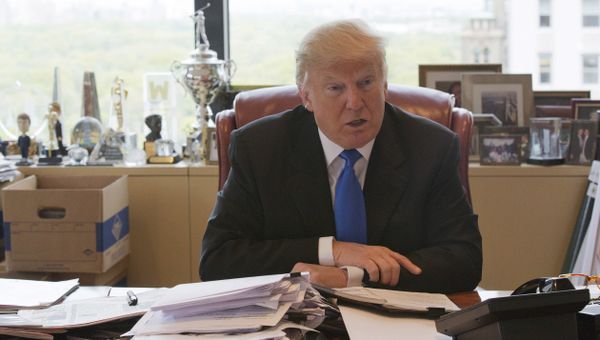 Republican presidential candidate Donald Trump speaks during an interview with The Associated Press in his office at Trump Tower, Tuesday, May 10, 2016, in New York - Sputnik International