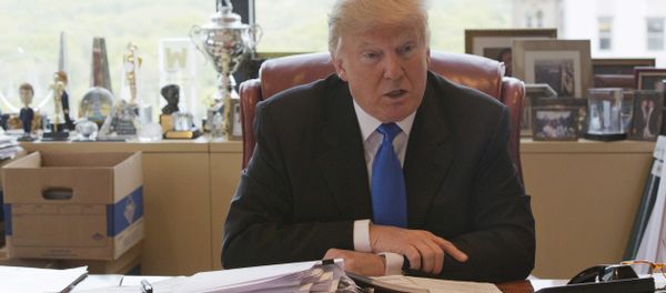 Republican presidential candidate Donald Trump speaks during an interview with The Associated Press in his office at Trump Tower, Tuesday, May 10, 2016, in New York - Sputnik International