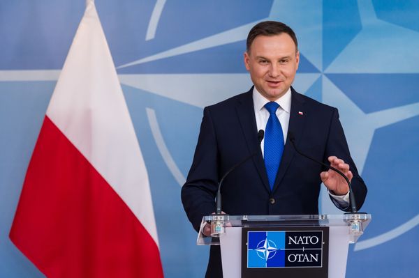 Polish President Andrzej Duda addresses the media at NATO headquarters in Brussels on Monday, Jan. 18, 2016 Polish President Andrzej Duda addresses the media at NATO headquarters in Brussels on Monday, Jan. 18, 2016 - Sputnik International