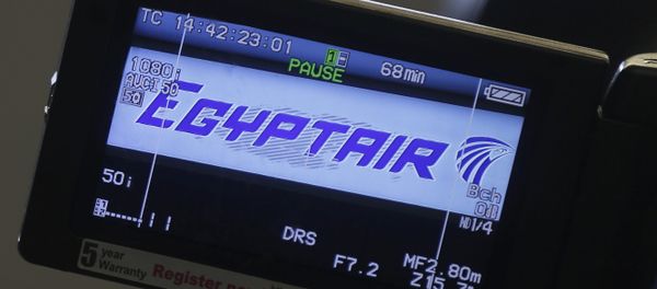 The company logo is displayed on a video camera screen at the Egyptair desk at Charles de Gaulle airport, after an Egyptair flight disappeared from radar during its flight from Paris to Cairo, in Paris, France, May 19, 2016 - Sputnik International