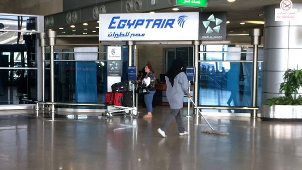 The Egyptair logo is seen at the arrivals section of Cairo International Airport, Egypt, Thursday, May 19, 2016 The Egyptair logo is seen at the arrivals section of Cairo International Airport, Egypt, Thursday, May 19, 2016 - Sputnik International