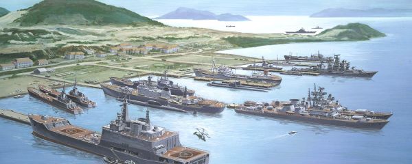 Cam Ranh Bay with Soviet Fleet, artist's rendering from 1985 Cam Ranh Bay with Soviet Fleet, artist's rendering from 1985 - Sputnik International