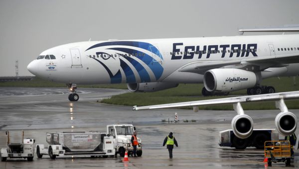 The EgyptAir plane assuring the following flight from Paris to Cairo, after flight MS804 disappeared from radar, taxies on the tarmac at Charles de Gaulle airport in Paris, France, May 19, 2016 The EgyptAir plane assuring the following flight from Paris to Cairo, after flight MS804 disappeared from radar, taxies on the tarmac at Charles de Gaulle airport in Paris, France, May 19, 2016 - Sputnik International