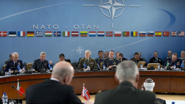 NATO's Chairman of the Military Committee, Czech Gen. Petr Pavel, rear center left, opens a meeting of NATO's Military Committee at NATO headquarters in Brussels (File) NATO's Chairman of the Military Committee, Czech Gen. Petr Pavel, rear center left, opens a meeting of NATO's Military Committee at NATO headquarters in Brussels (File) - Sputnik International