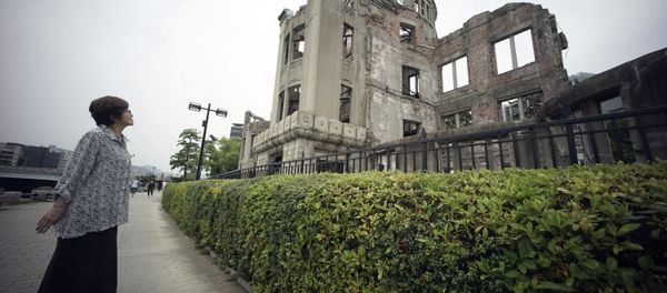 Kimie Mihara, a survivor of the 1945 atomic bombing, looks at the Atomic Bomb Dome, as it is known today in Hiroshima. Kimie Mihara, a survivor of the 1945 atomic bombing, looks at the Atomic Bomb Dome, as it is known today in Hiroshima. - Sputnik International