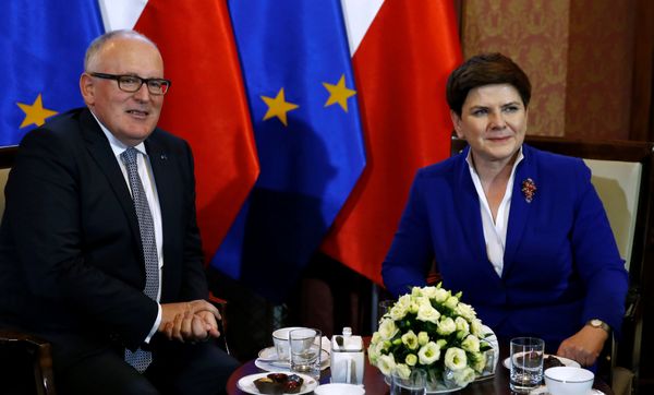 Poland's Prime Minister Beata Szydlo meets with Frans Timmermans, deputy head of the European Commission at the Prime Minister Chancellery in Warsaw, Poland May 24, 2016.  - Sputnik International