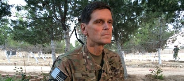 Army Gen. Joseph Votel speaks to reporters Saturday, May 21, 2016 during a secret trip to Syria - Sputnik International