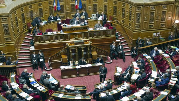 French prime Minister Manuel Valls, standing, speaks to lawmakers of the French Senate, in Paris, Friday, Nov. 20, 2015 French prime Minister Manuel Valls, standing, speaks to lawmakers of the French Senate, in Paris, Friday, Nov. 20, 2015 - Sputnik International