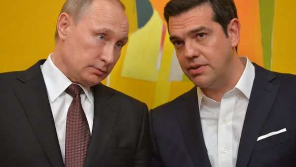 May 27, 2016. Russian President Vladimir Putin during talks with Greek Prime Minister Alexis Tsipras in Athens. May 27, 2016. Russian President Vladimir Putin during talks with Greek Prime Minister Alexis Tsipras in Athens. - Sputnik International