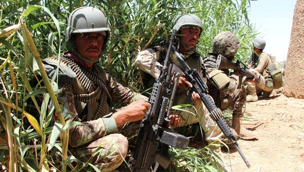 Afghan National Army (ANA) soldiers keep watch at an outpost in Marjah district of Helmand province, Afghanistan. Afghan National Army (ANA) soldiers keep watch at an outpost in Marjah district of Helmand province, Afghanistan. - Sputnik International