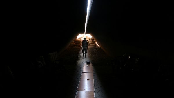 A fighter of the Syria Democratic Forces walks inside a shelter in northern province of Raqqa, Syria May 27, 2016 - Sputnik International