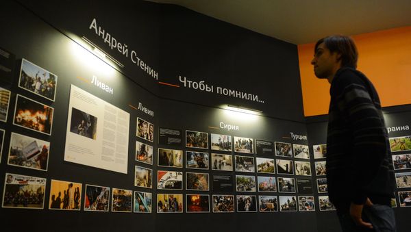 Photographic exhibition of MIA Rossiya Segodnya news agency photo correspondent Andrei Stenin killed in Ukraine on professional duty. Photographic exhibition of MIA Rossiya Segodnya news agency photo correspondent Andrei Stenin killed in Ukraine on professional duty. - Sputnik International