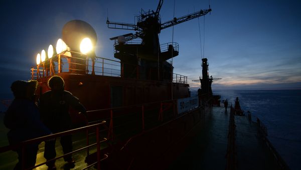 NS 50 Let Pobedy Arktika-class nuclear-powered icebreaker sails in the Arctic Ocean. (File) - Sputnik International