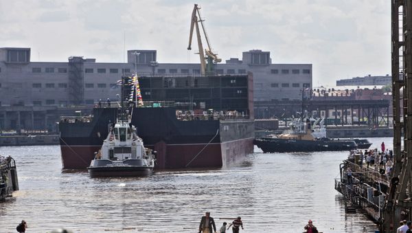 Launching of Academician Lomonosov Floating Nuclear Power Plant Unit at Baltiysky Zavod Shipyard - Sputnik International