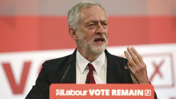 Labour Party leader, Jeremy Corbyn addresses an event stating why he wants to remain in the EU, in London, Britain June 2, 2016 Labour Party leader, Jeremy Corbyn addresses an event stating why he wants to remain in the EU, in London, Britain June 2, 2016 - Sputnik International