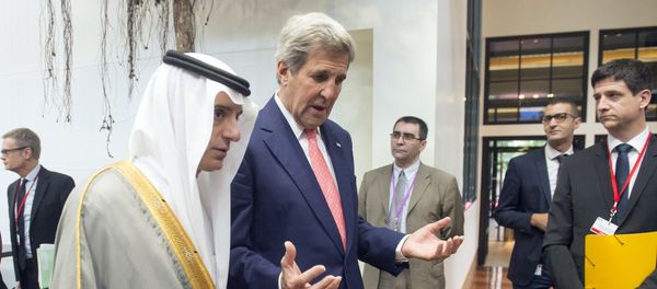 US Secretary of State John Kerry (R) speaks with Saudi Arabia's Foreign Minister Adel al-Jubeir (L) during an international and interministerial meeting in a bid to revive the Israeli-Palestinian peace process at the Ministry of Foreign Affairs Conference Center in Paris on June 3, 2016 US Secretary of State John Kerry (R) speaks with Saudi Arabia's Foreign Minister Adel al-Jubeir (L) during an international and interministerial meeting in a bid to revive the Israeli-Palestinian peace process at the Ministry of Foreign Affairs Conference Center in Paris on June 3, 2016 - Sputnik International