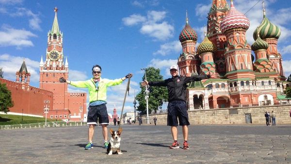 Nikolai with his dog Pastushok leaving Moscow Nikolai with his dog Pastushok leaving Moscow - Sputnik International