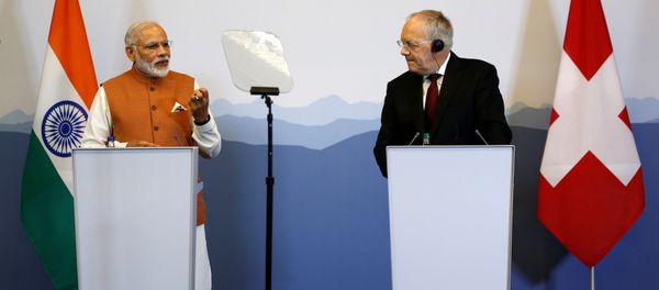 Indian Prime Minister Narendra Modi gives a news conference with Swiss President Johann Schneider-Ammann after their meetings in Geneva, Switzerland, June 6, 2016. - Sputnik International