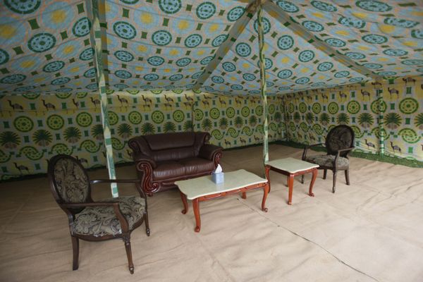  A tent used by Libyan leader Moammar Gaddafi is photographed Thursday, Sept. 24, 2009 in Bedford, N.Y. - Sputnik International